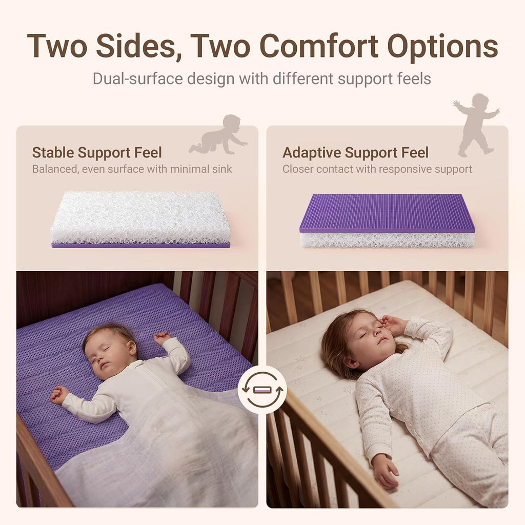 Pro Baby Crib Mattress, 52" x 28" Dual-Sided Mattress | Fits Standard Crib & Toddler Bed, Breathable &