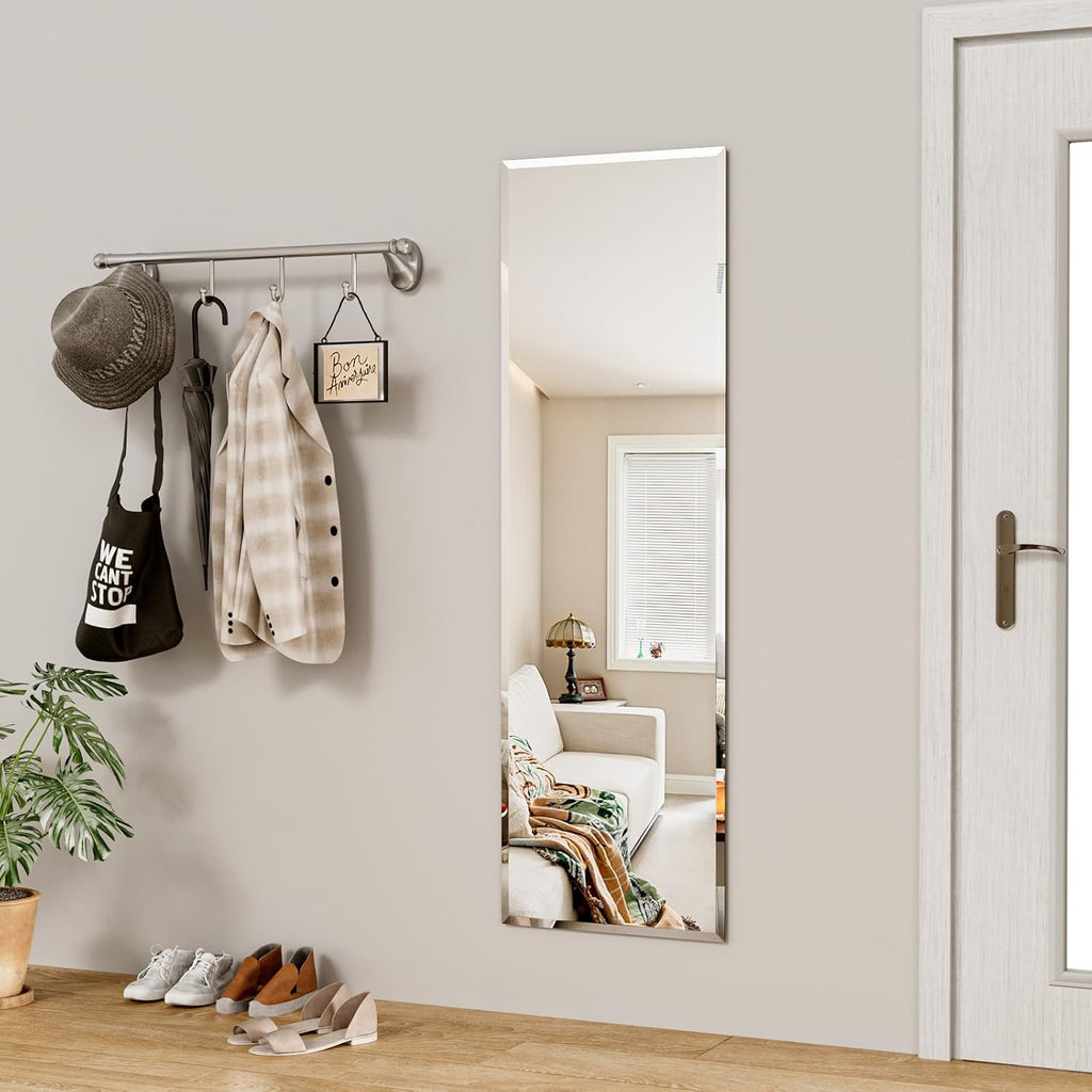 51"x16" Frameless Full Length Wall Mirrors,Rectangular Mirror Full Length Wall Mounted,Tall Full Body Mirrors with Beveled,Suitable for Living Rooms and Bedrooms