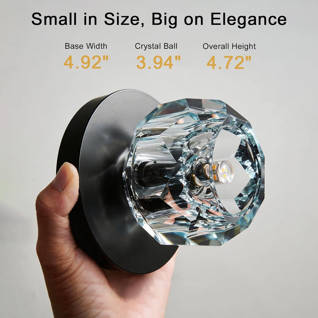 Small Crystal Ceiling Light Fixture,Black Flush Mount Hallway Ceiling light | Modern Matte Black Globe Wall Sconce,K9