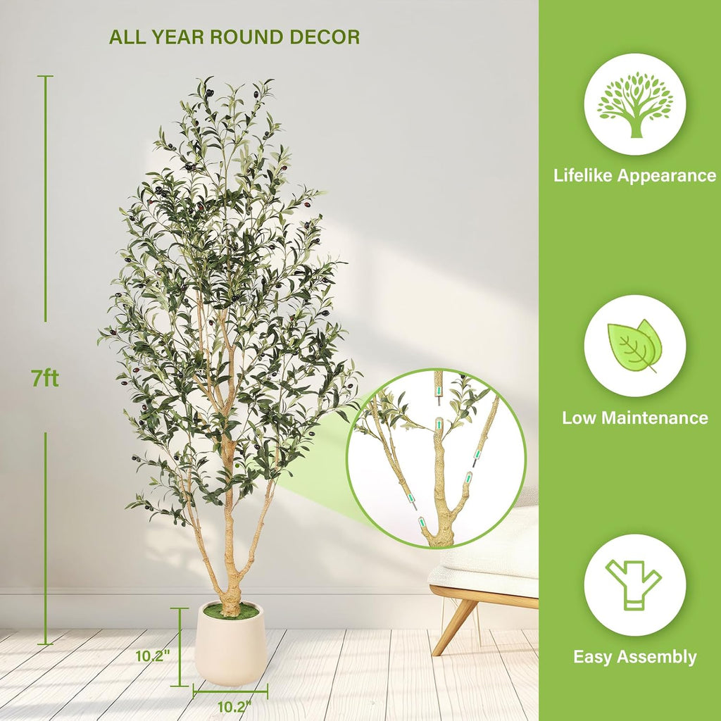 Faux Olive Tree 7ft with Planter Home Indoor Decor