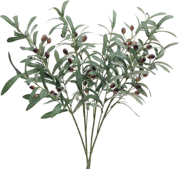 4 PCS 28 inch Artificial Olive Branches for Vases Greenery Olive Stems Faux Tree Branch Twig Wedding Shop Office