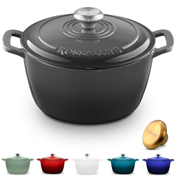 Enameled Cast Iron Lidded Round Dutch Oven, 13.5 Qt, Oyster Grey