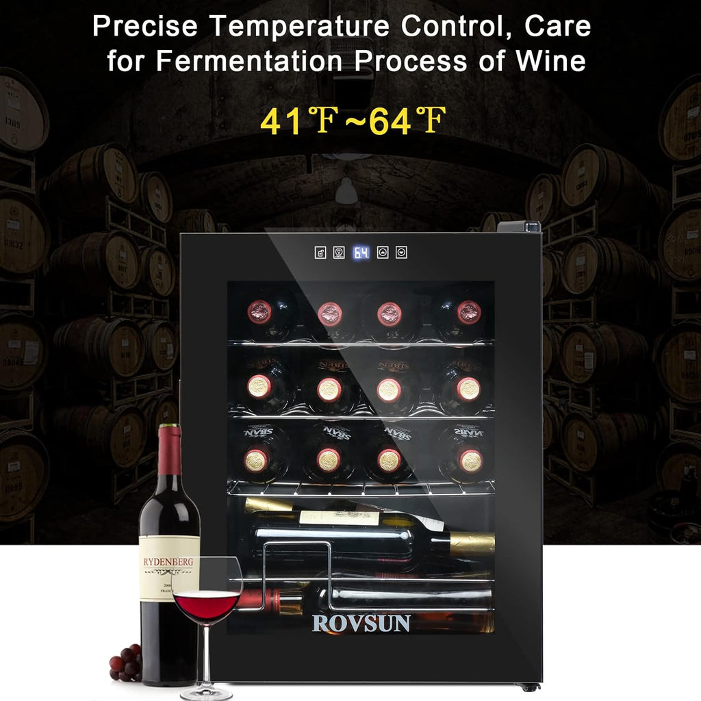 16 Bottle Wine Fridge, Freestanding Compressor Cooler Refrigerator