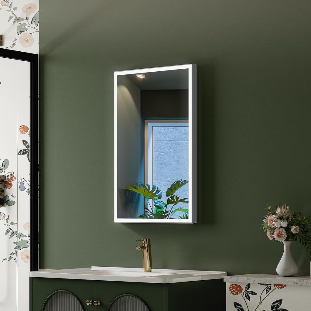 16"x26" LED Medicine Cabinet with Mirror, Recessed or Surface
