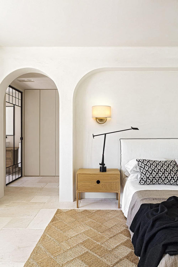 Industrial 2-Lights Wall Sconce Fixtures with Linen Fabric Shade, Double Wall Light Lamps Decor Bedroom Living Room