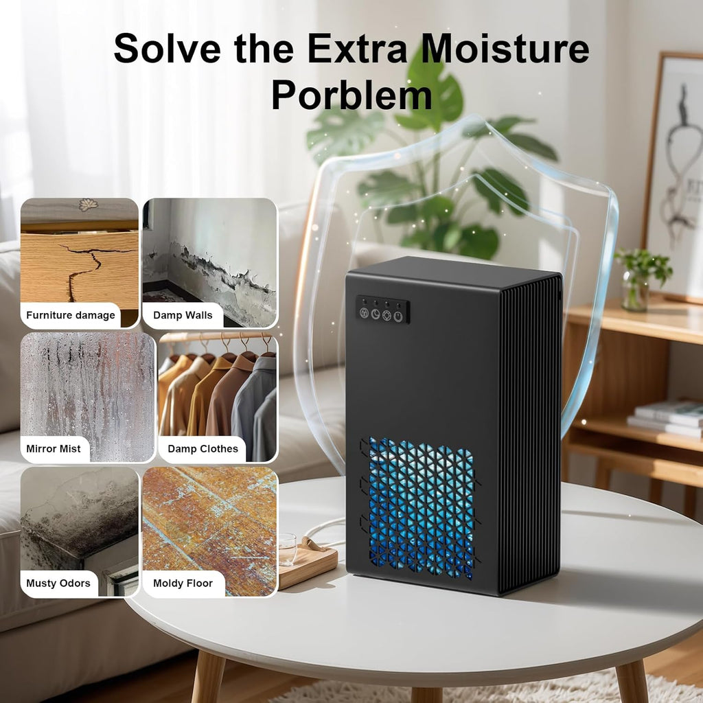 Dehumidifiers for Home, 99oz Water Tank Dehumidifier for Bedroom Basement Bathroom RV with Auto Shut Off, Drain Hose