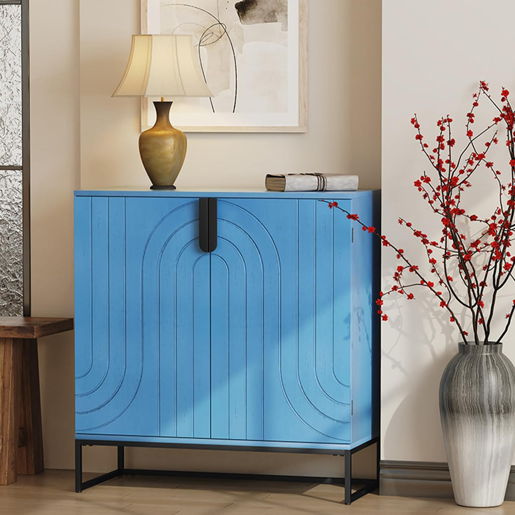 Sideboard Buffet Cabinet with Storage, Modern Accent Cabinet Adjustable Shelves Wooden Storage Cabinets , Coffee Bar