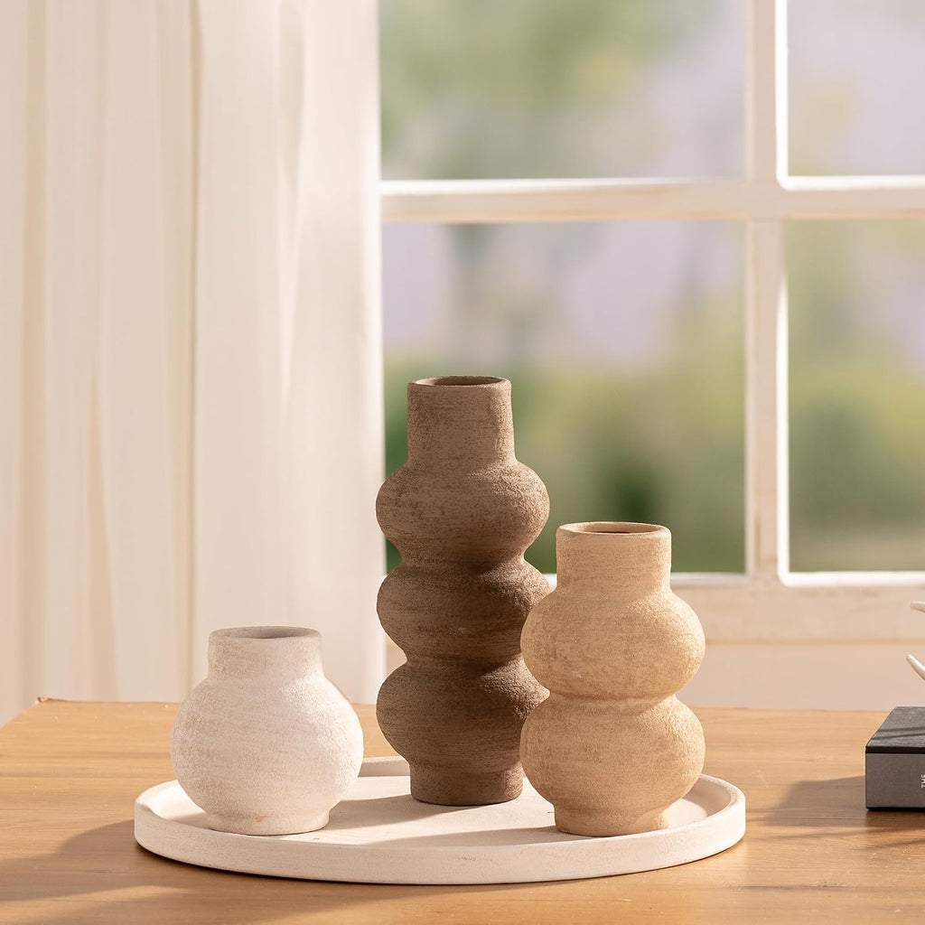 Ceramic Vase Home Table Decor - Flower Vase Set of 3