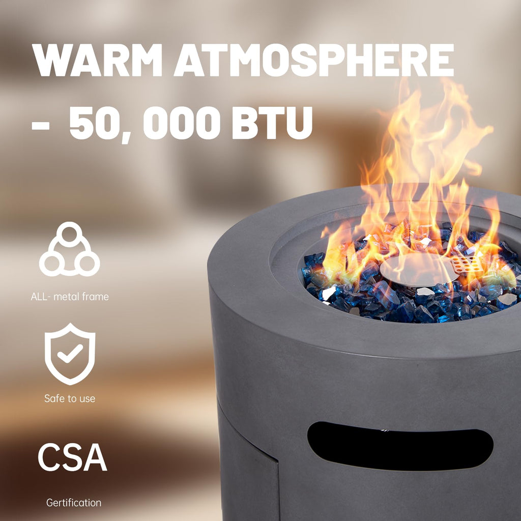 17 inch Small Propane Fire Pit, 50, 000 BTU Outside Gas Fire Column