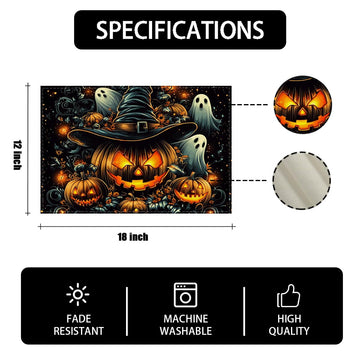 Pumpkin Placemats Set of 4 Halloween Decoration Decor