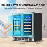 Wine and Beverage Refrigerator 30 Inch, Beverage Fridge Dual Zone with Upgraded 