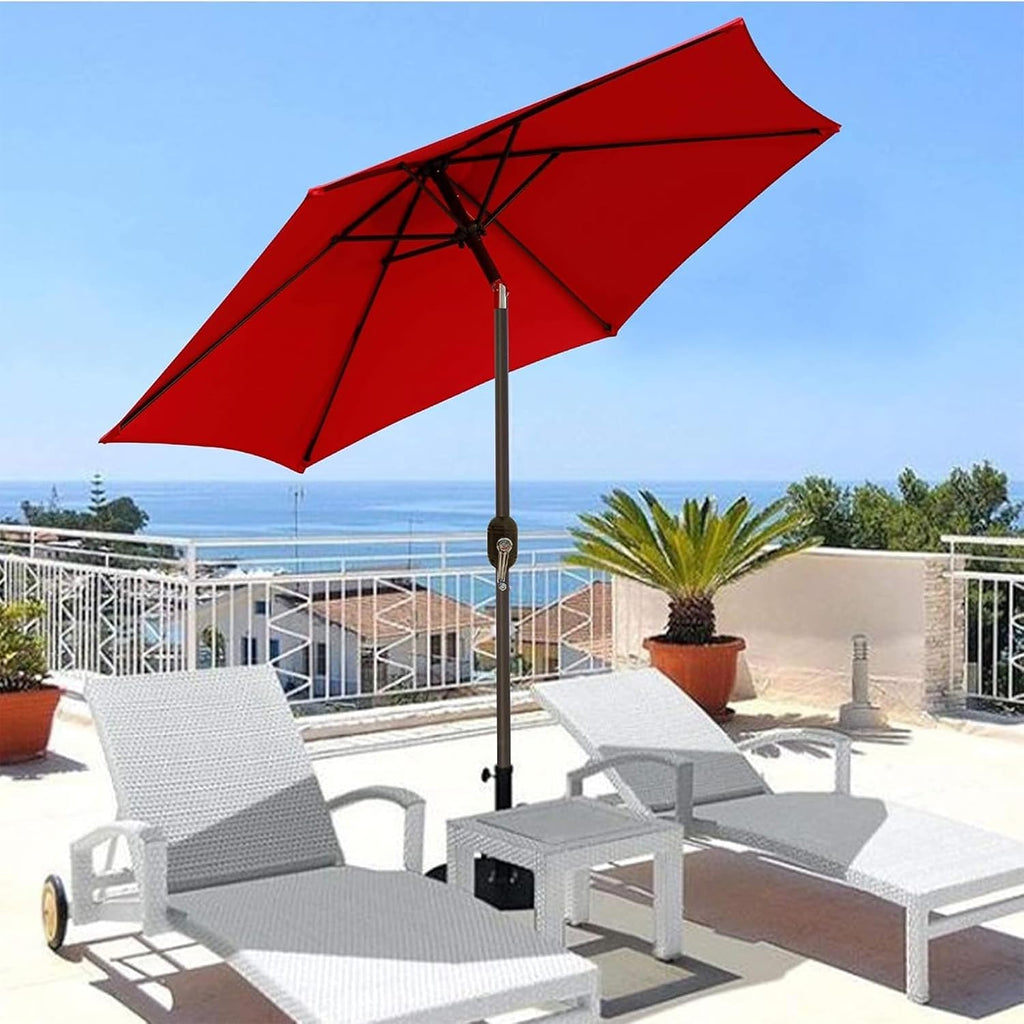 7.5 ft Patio Umbrella, Yard Umbrella, Outdoor Market Umbrella with Push Button Tilt Crank (Red)