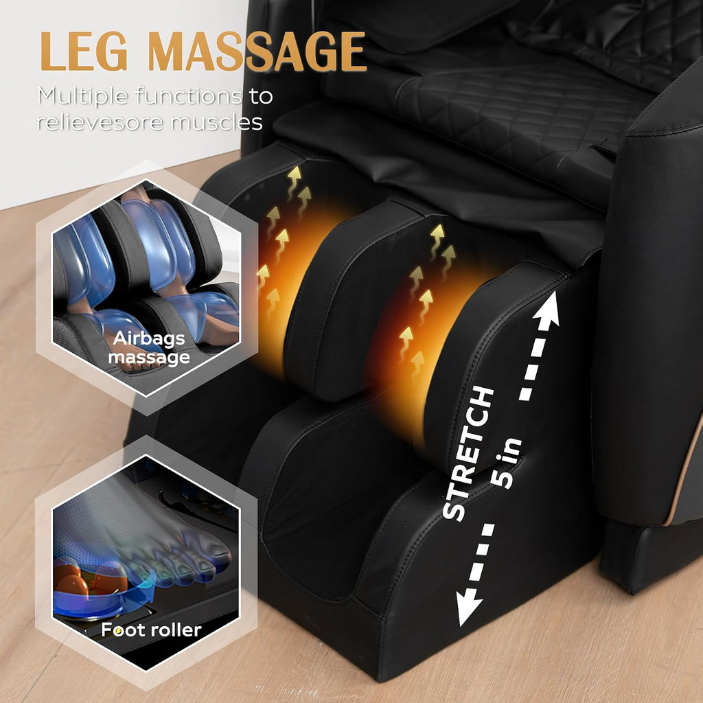 Zero Gravity Massage Chair Recliner with 10 Massage Rollers, Full Body Air Pressure Therapy, Heated Lumbar & Leg