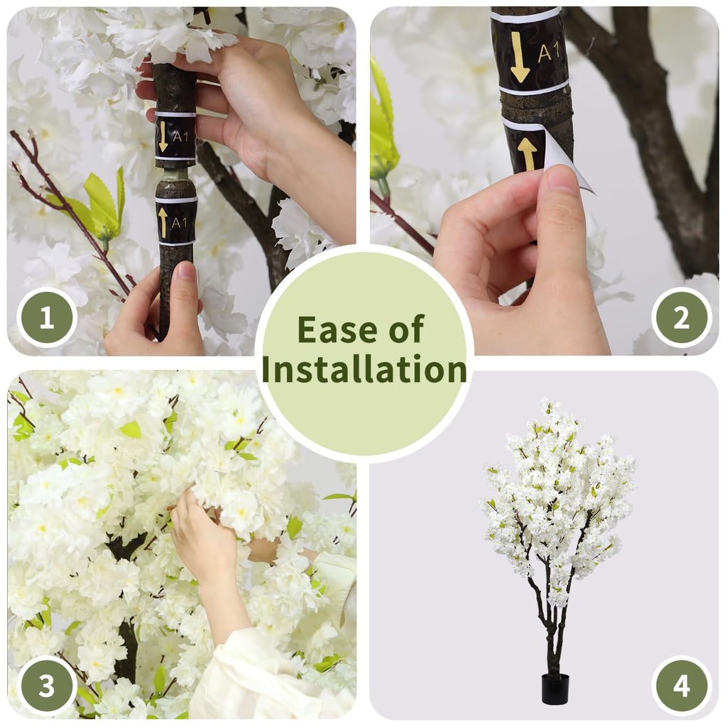 6ft Tall Artificial White Cherry Blossom Tree