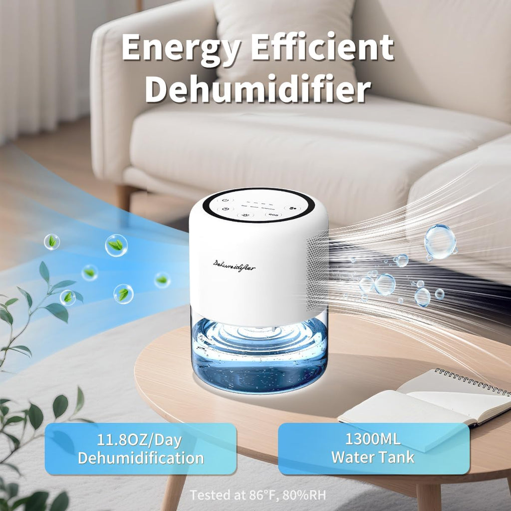 44oz(1.3L) Small Dehumidifier for Home Auto
