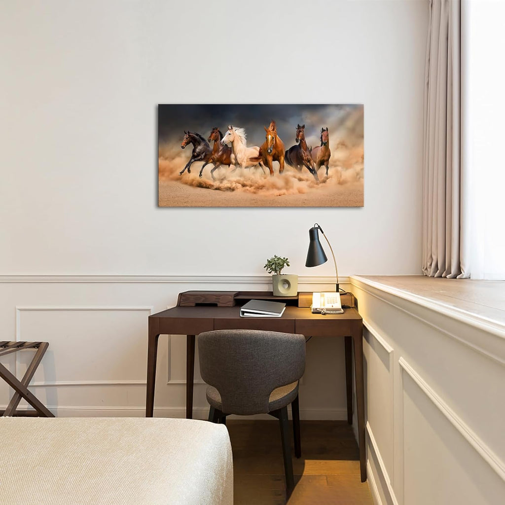Large Horse Wall Art Running Horses Picture Prints on Canvas Modern Home Office Decoration Ready to Hang - 24"x48"