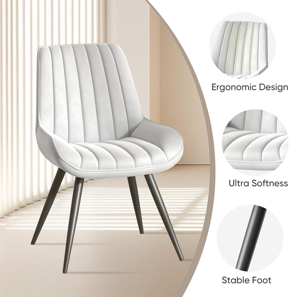 Modern Dining Chairs Set of 2, Comfy Dining Room Chairs with Thick Cushions