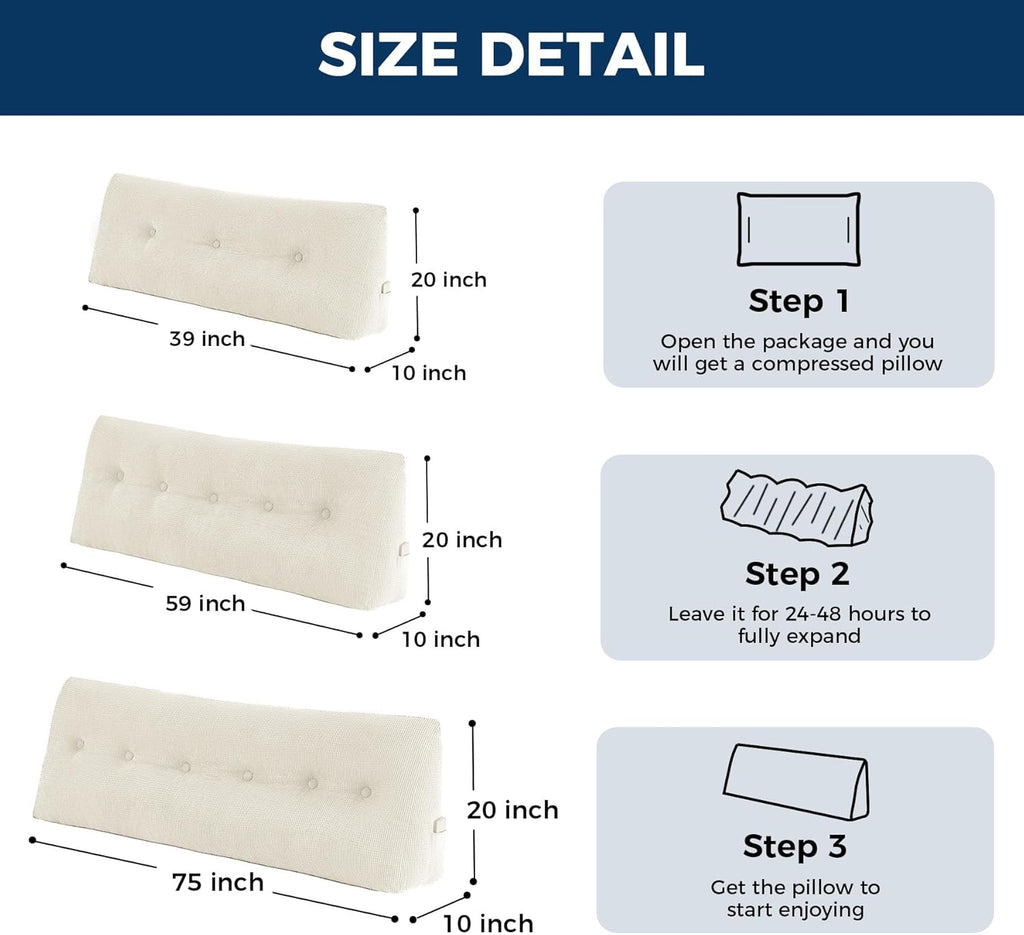 Headboard Pillow King, Triangle Pillows for Headboard, Head Board Backrest Wedge Pillow for Reading Sitting Working