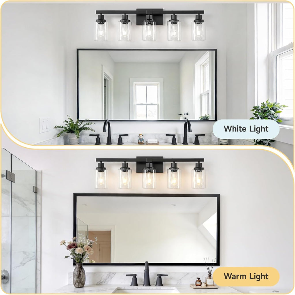 5-Light Black Bathroom Vanity Light, Modern Vanity Lighting Fixture , 31" Matte Light Fixture, Wall Sconces with