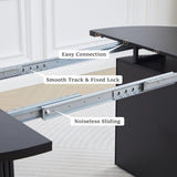 41 in-78 in Extendable Dining Room Table for 4-8, Round Expandable Kitchen Table with Fluted Base, Modern Oval Dinner