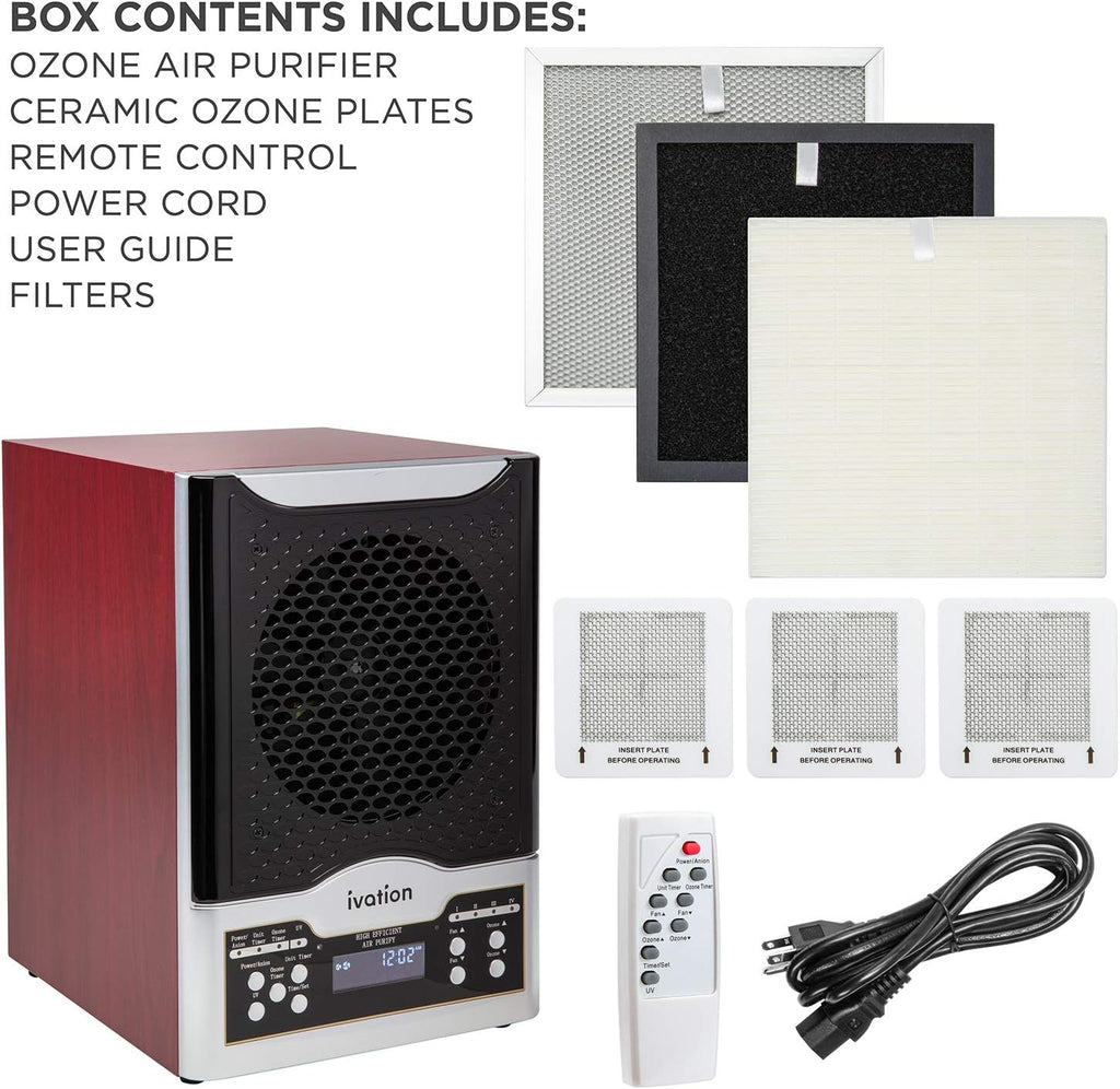 5-in-1 HEPA Air Purifier & Ozone Generator W/Digital Display Timer and Remote, Ionizer & Deodorizer 