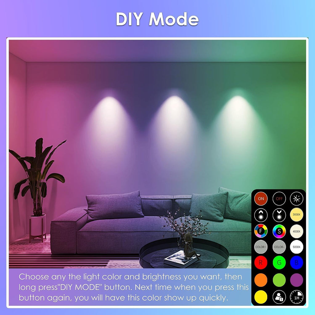 PAR30 LED Color Changing Light Bulb with Remote Control, RGB Dimmable Colored Light Bulbs 10W=65W, 2700K-6000K, 30