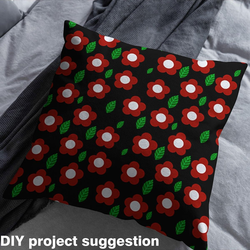 Kawaii Flower Print Fabric by The Yard Soft Polyester, Cartoon Geometric Plant Fabric for Craft Lovers and Sewing