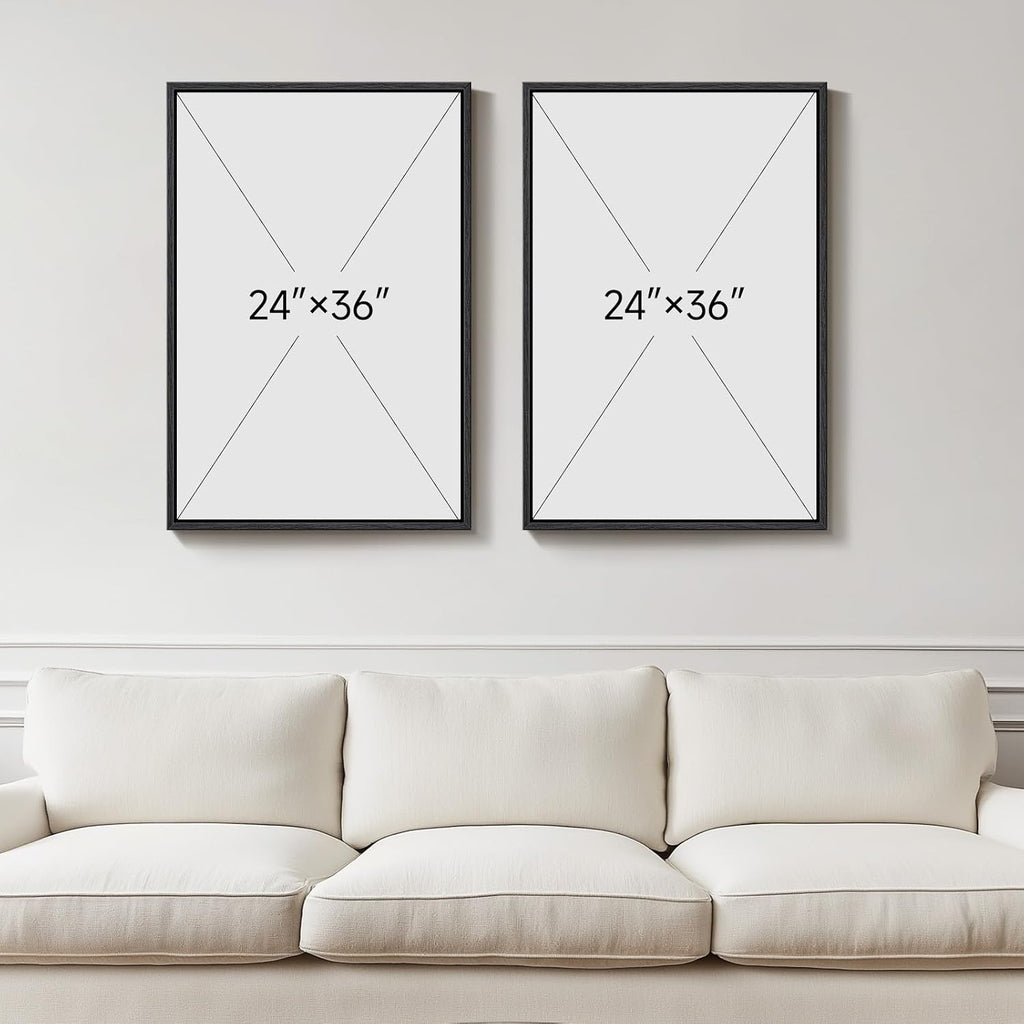 Framed Blue and White Abstract Wall Art , Set of 2 Large Gold Modern Luxury Canvas Artwork for Walls, Contemporary