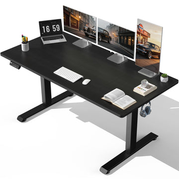 63"x28" Wider Large Standing Desk, Electric Height Adjustable, Black