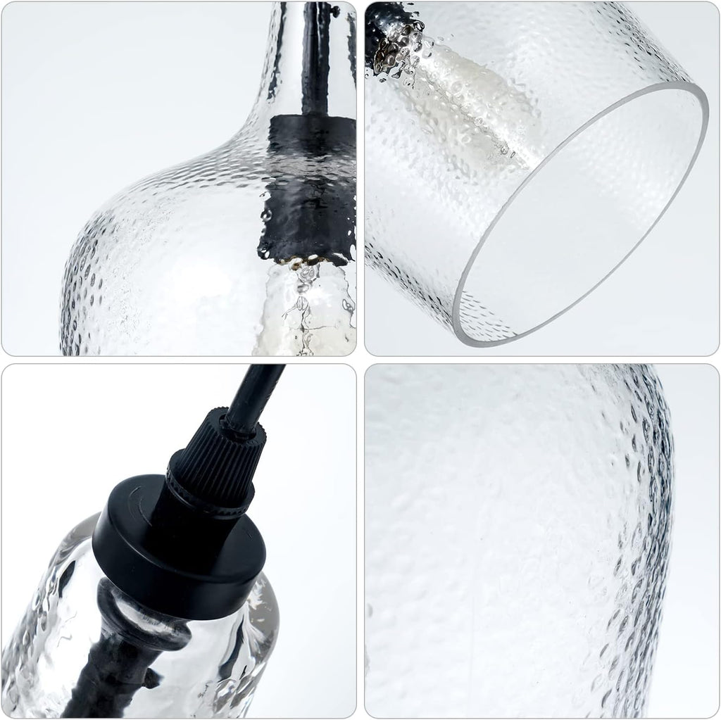 Glass Pendant Light Modern Black 1 Light Single Dome Pendant Lighting Fixtures for Kitchen Island Dining Room