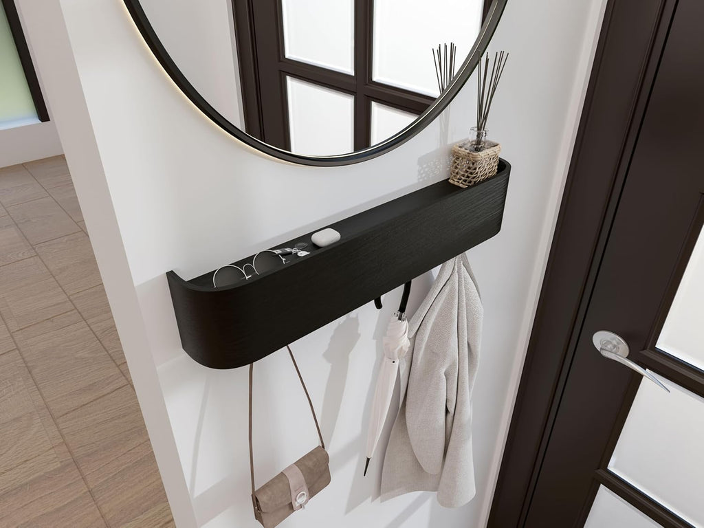Wall Coat Rack - wall Shelf with Hooks - entryway Hooks - entryway Shelf - Modern Coat Rack - Wooden Coat Rack wall