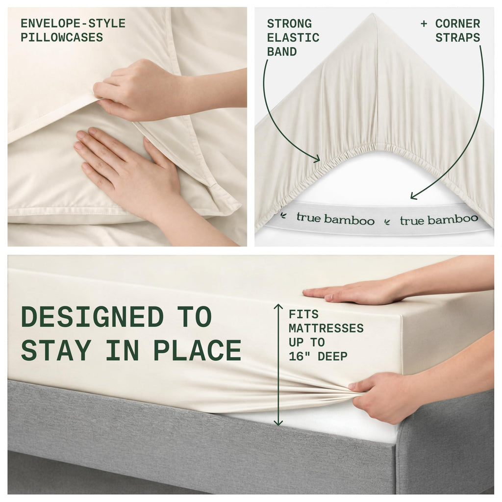 Sheets Set King Size - Silky Soft & Cooling - Light Beige
