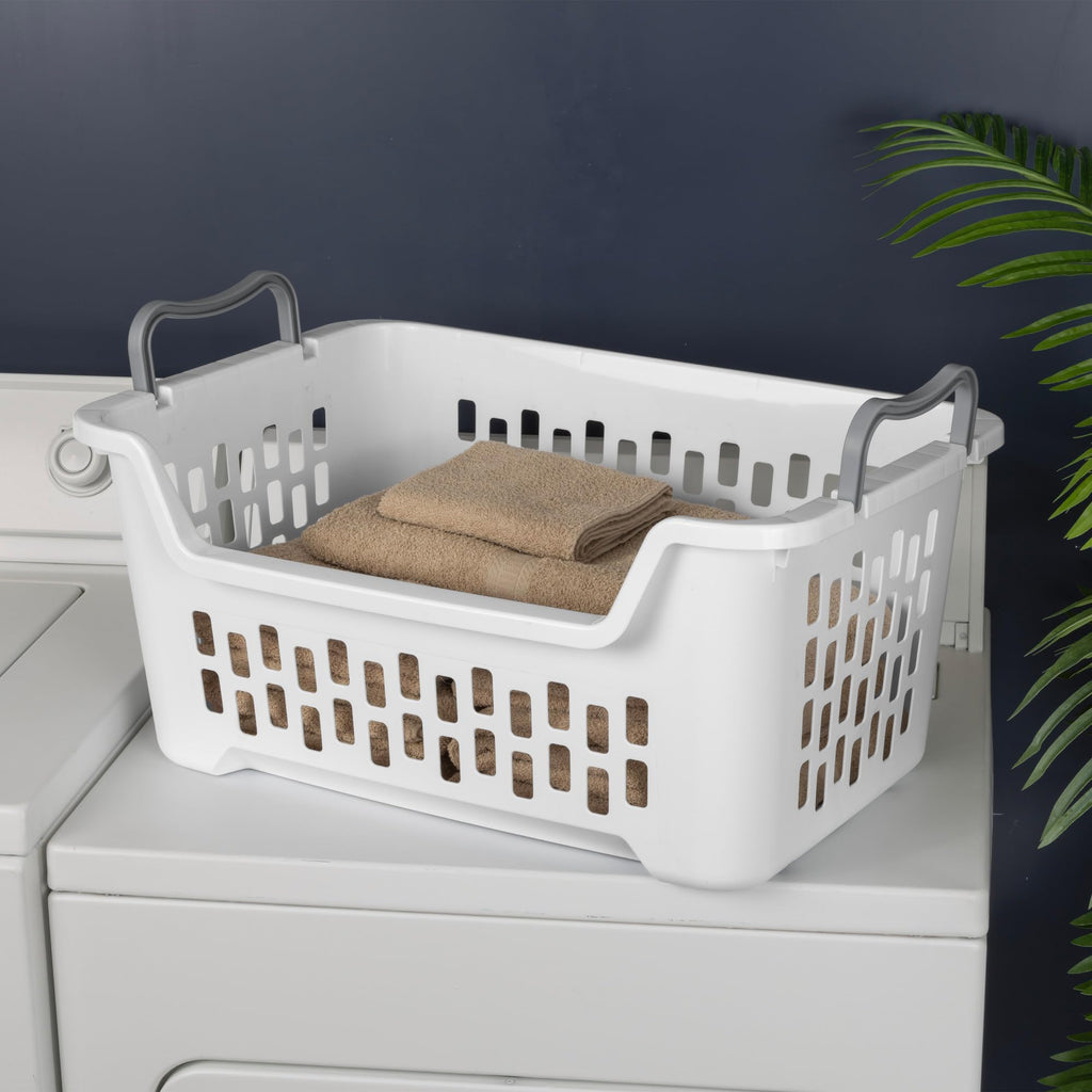 Stacking Laundry Basket, Plastic Clothes Hamper, 12-Pack