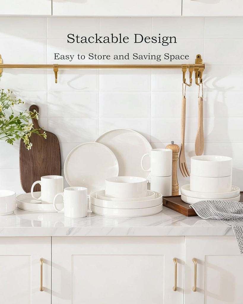 Porcelain Dinnerware Sets for 4, 12 Pieces Ceramic Plates and Bowls Set