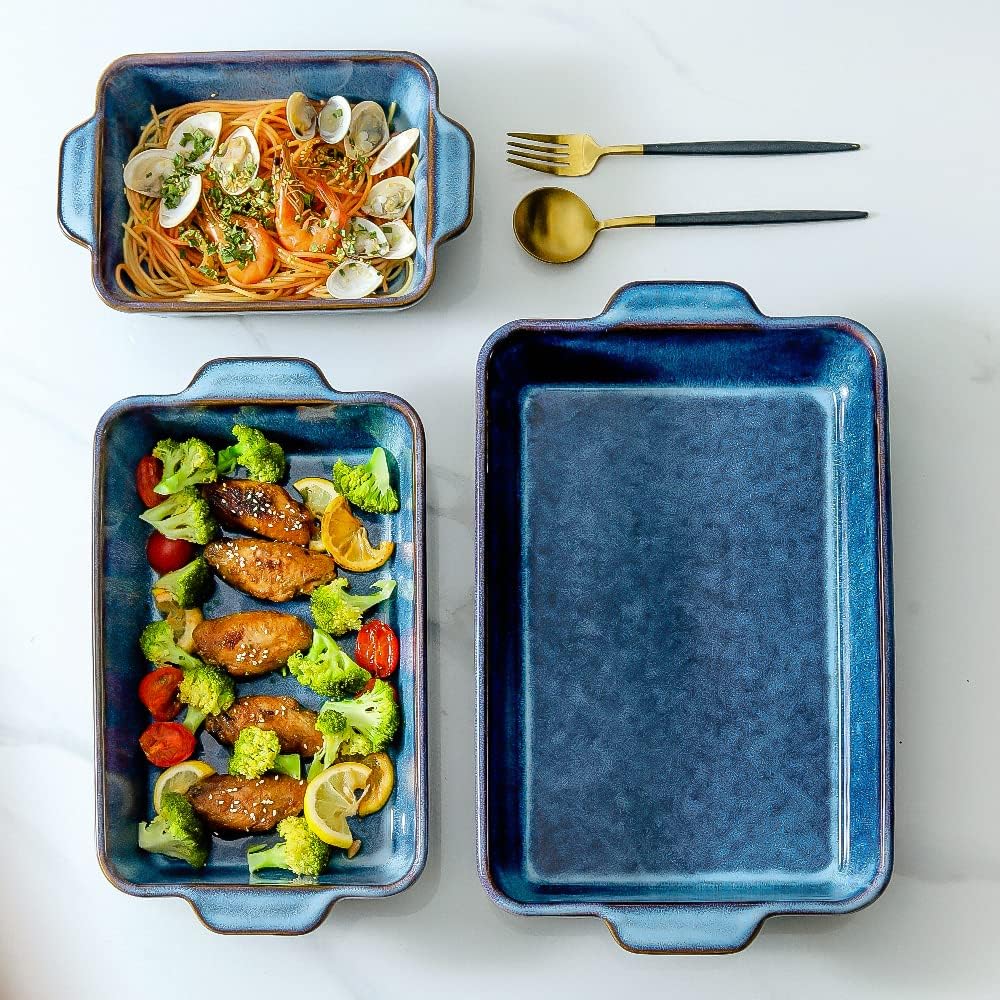 Bakeware Set, Ceramic Dish, Rectangular Casserole Dish, Lasagna Pan, Pans for Cooking, Cake Dinner, Kitchen, 9 x 13