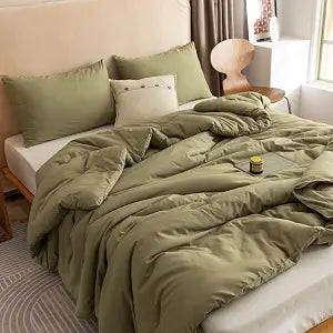 Queen Comforter Set Olive Green, 3pcs Bedding Sets Queen (1 Boho Olive Comforter & 2 Pillowcases), All Season - Set of 3