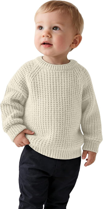 Toddler Boy Waffle Sweater Long Sleeve Shirts