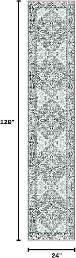 Runner Rug, Washable Entryway Rugs, Grey White