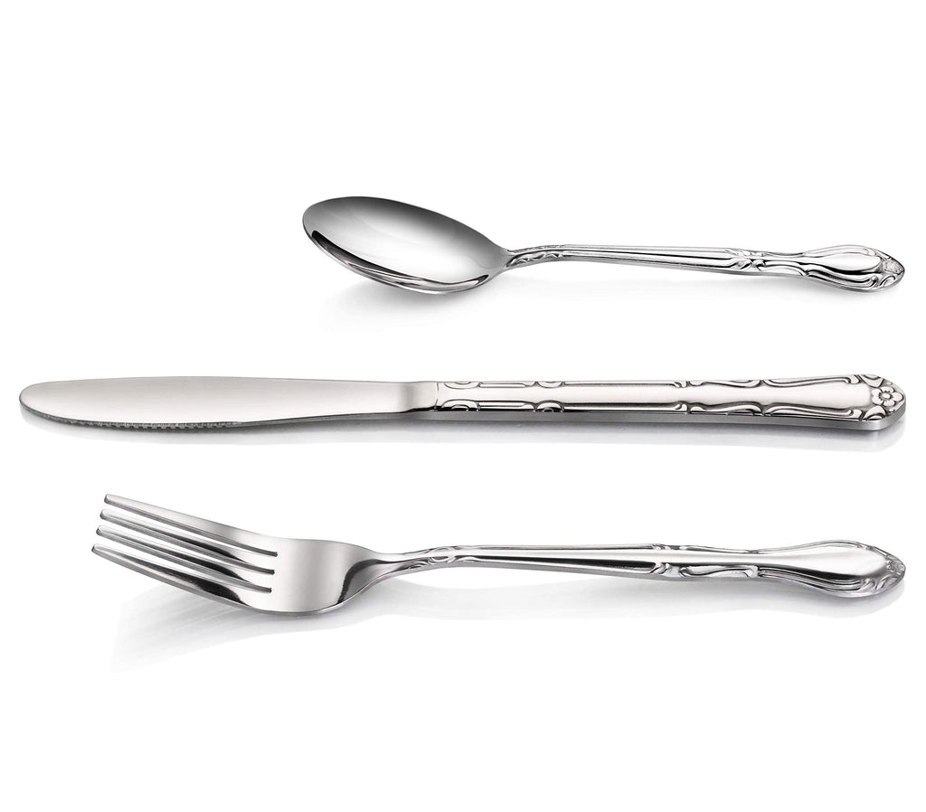 Rose Pattern Stainless Steel Flatware, 3-Piece