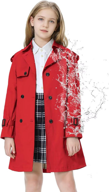 Girls Trench Coat Double Breasted Outerwear Raincoat
