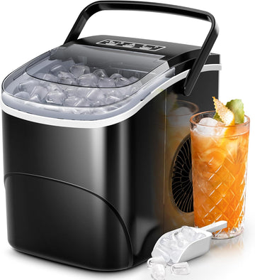 Ice Makers Countertop,26Lbs/24H,9 Cubes in 6 Mins,Portable Ice Maker Machine with Self-Cleaning,2 Sizes of Bullet