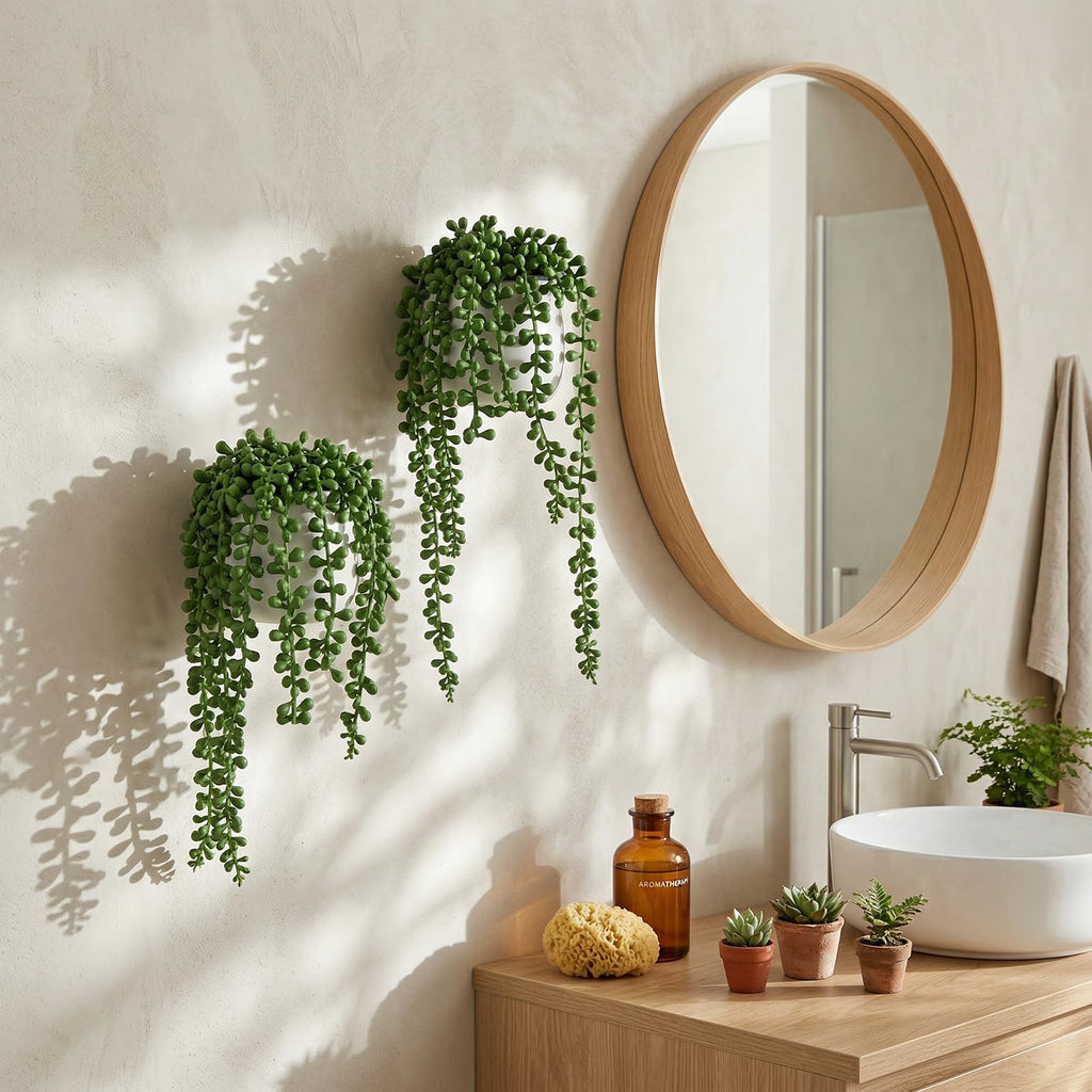 Faux String of Pearls Plants White Ceramic Wall Planter Set of 3