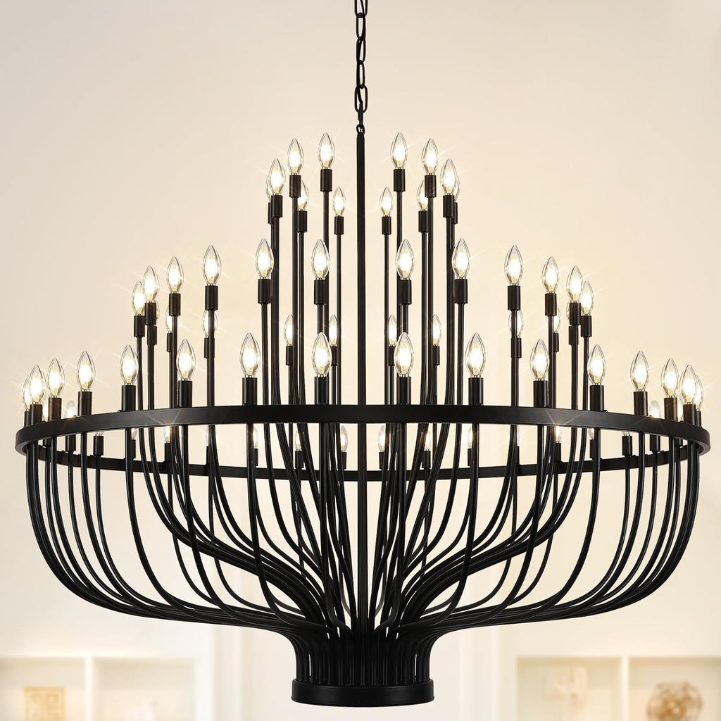 Extra Large Chandeliers for High Ceilings, Black Wagon Wheel Chandelier 72 Light 60In, Farmhouse Large Foyer Chandelier 3-Tier for Foye Entryway Staircase Living Dining Room A109-B0DSVQ5FDP