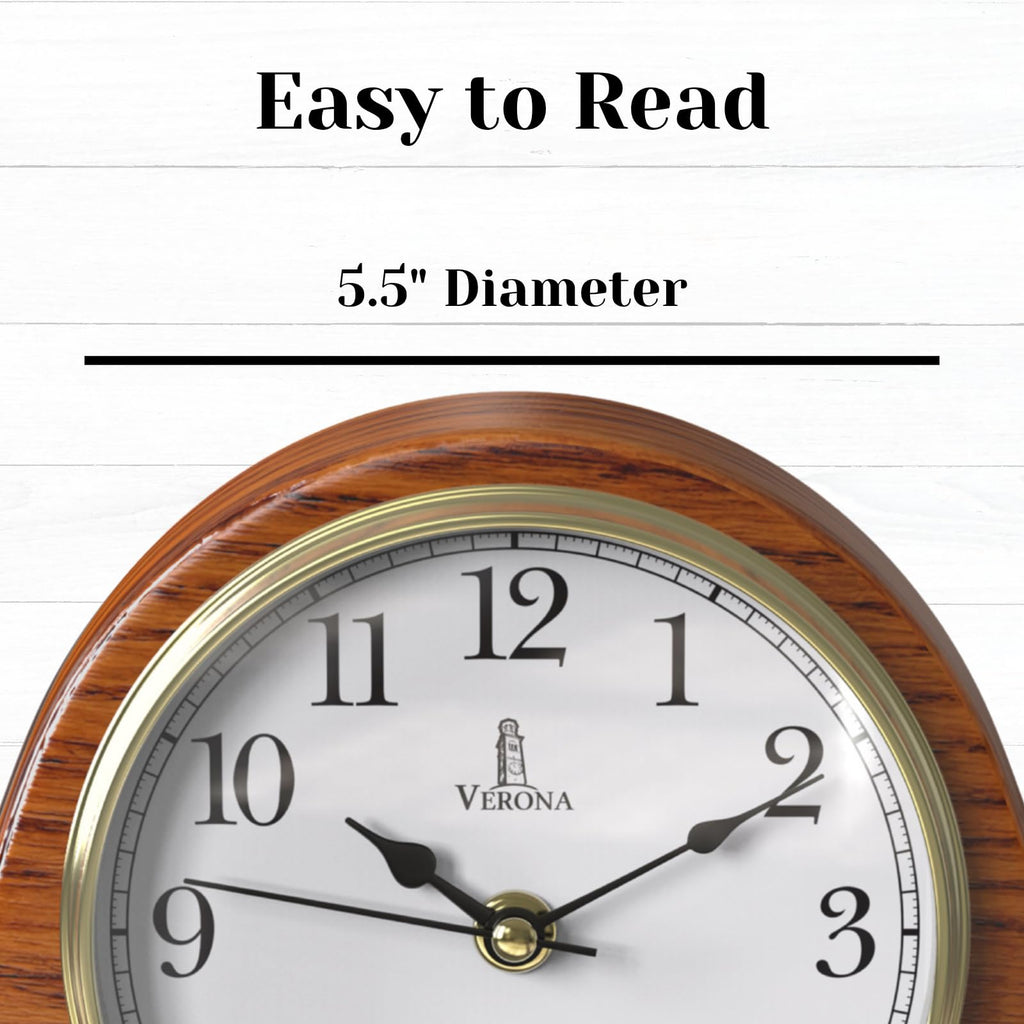 Mantel Clock for Fireplace, Solid Wood Silent Non-Chiming Mantle Clock