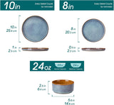 ONION Ceramic Dinnerware Sets, 12 Pieces Stoneware Plates and Bowls Sets for 4