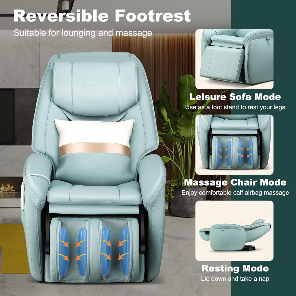 Full Body Massage Chair, Zero Gravity SL Track Electric Recliner with Reversible Footrest, Back Heater, Wheels &