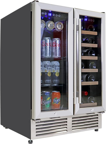 18 Bottle 56 Can Wine Fridge - Wine Cooler with Glass Door, 150 L Beverage Can R