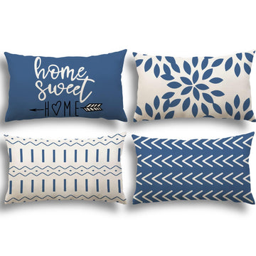 Lumbar Pillow Covers 12x20 Set of 4, Modern Sofa Throw Pillow Cover, Decorative Outdoor Linen Fabric Pillow Case for