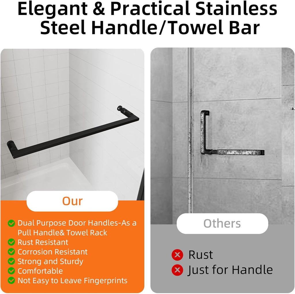 32-36" W x 72" H Frameless Pivot Shower Door