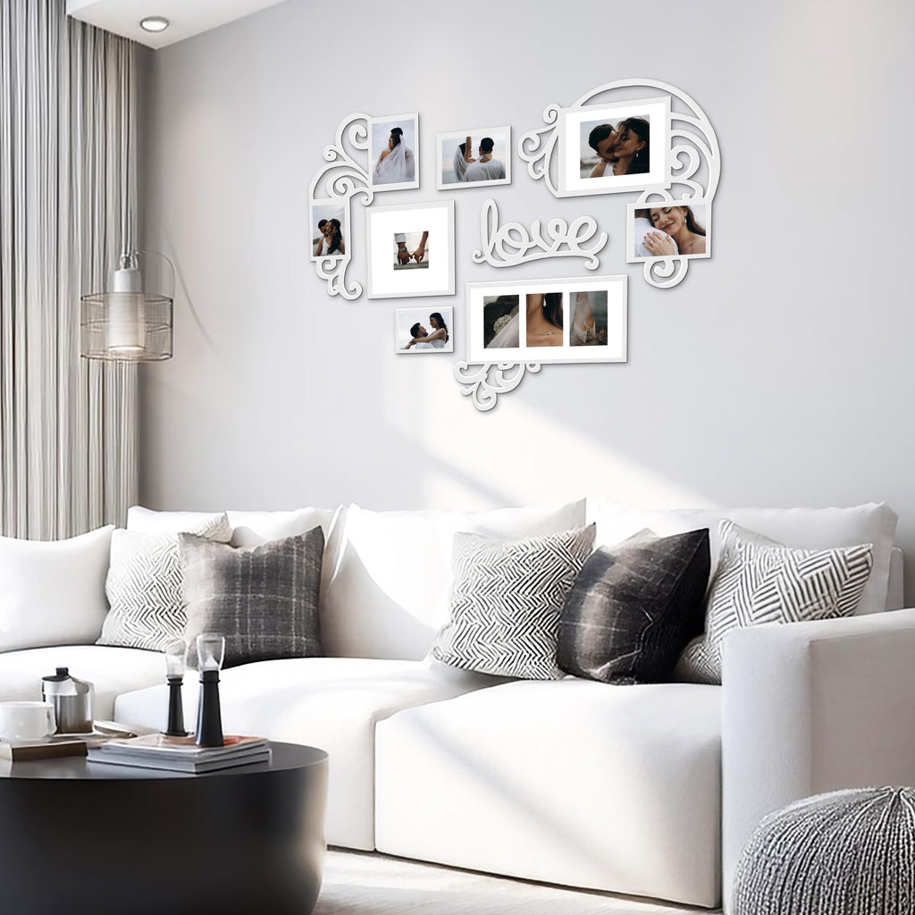 Photo Frame | Plaque College Frame - Valentine Wall Decoration Combination - White PVC Picture Frame Selfie Gallery